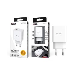 MTK ADAPTER CHARGER AT986 BL WITHOUT CABLE 1 USB PORTS QC3.0 18W WHITE MTK ADAPTER CHARGER AT986 BL WITHOUT CABLE 1 USB PORTS QC3.0 18W WHITE